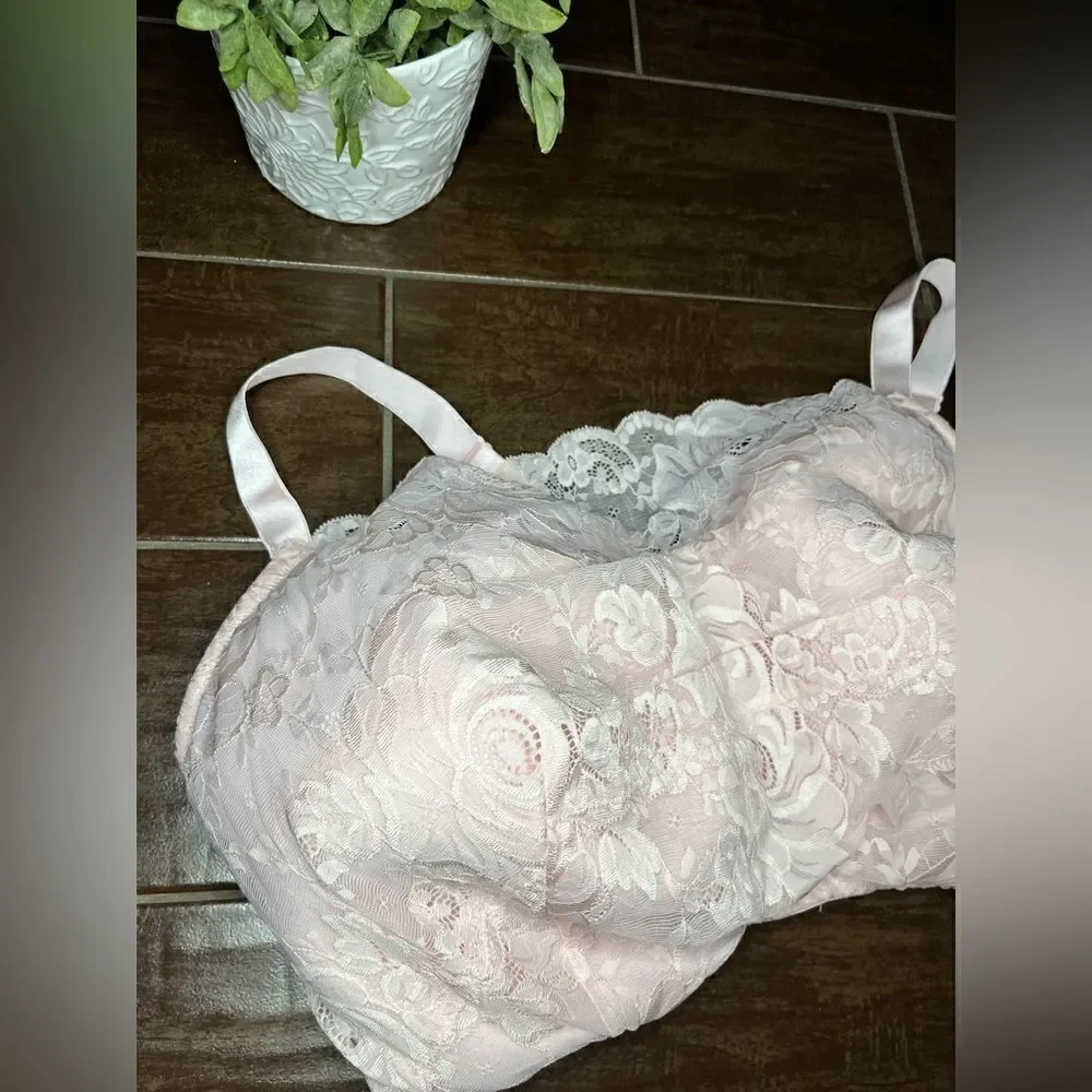Comfort Choice pink lace cami bra sz 52 G